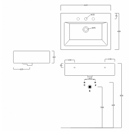 Lavoar freestanding Artceram Box, 66x48 cm
