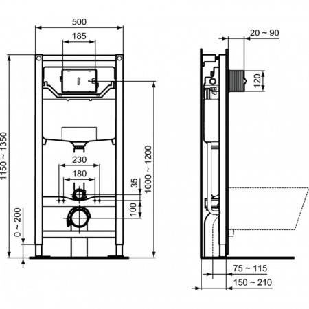 Set vas Wc Villeroy & Boch Subway 2.0 cu Direct Flush suspendat cu capac soft-close slim si rezervor Ideal Standard