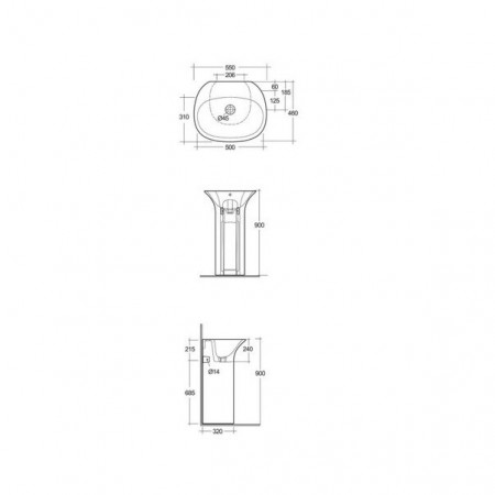 Lavoar freestanding Rak Sensation, 55x46 cm