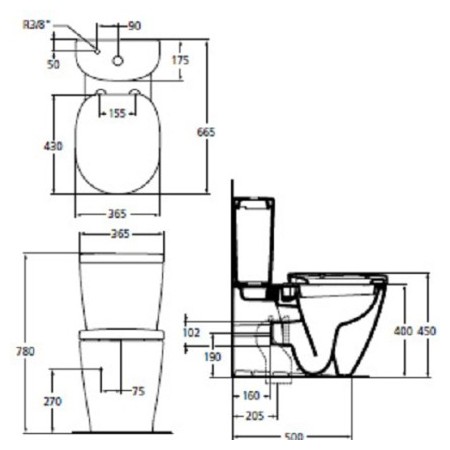 Vas Wc Ideal Standard Connect back-to-wall Stativ