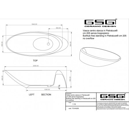 Cada freestanding GSG Touch, 205x84,4 cm