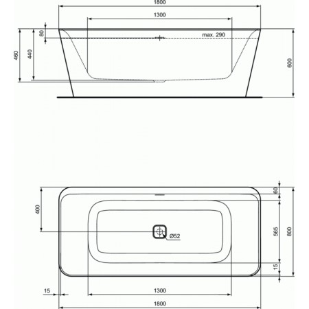 Cada freestanding Ideal Standard Tonic II alb, 180X80 cm