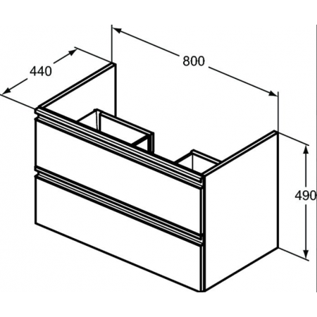 Mobilier de baie Tesi cu doua sertare - Ideal Standard, negru 80x49x44 cm