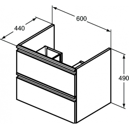 Mobilier de baie Tesi cu doua sertare - Ideal Standard, Negru mat 60x49x44 cm