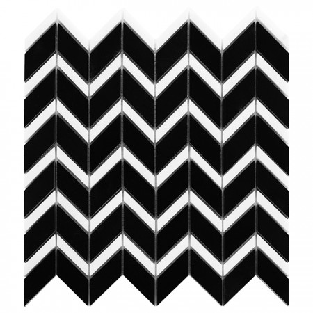 Mozaic Pure Black CHEVRON mix - Dunin, 30,5x30,5cm