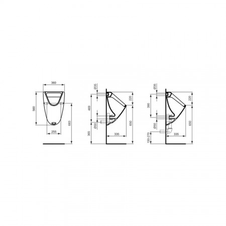 Set complet urinal Eurovit cu cadru, actionare urinal, sifon si set conectare la apa - Ideal Standard