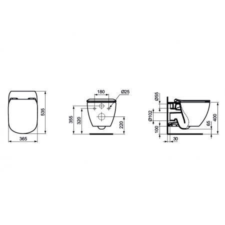 Set vas Wc Ideal standard Tesi Aquablade + Capac cu inchidere lenta + Cadru Wc + Clapeta Crome Oleas M2 dual-flush