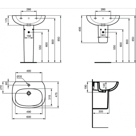 Lavoar Ideal Standard Tesi Silk, 60x47.5 cm