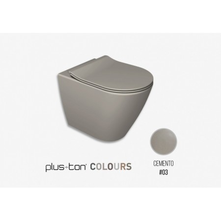Vas WC Althea Rimless Cover Plus+ton, cemento + capac slim soft-close si set de fixare