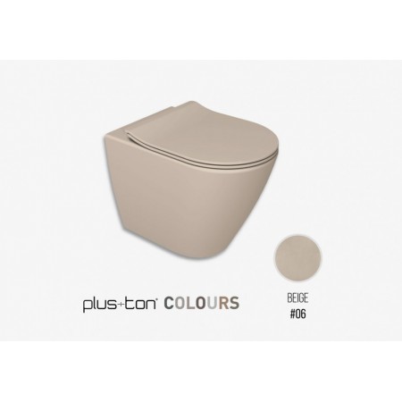 Vas WC Althea Rimless Cover Plus+ton, beige + capac slim soft-close si set de fixare