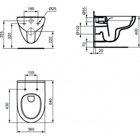 Set vas wc Ideal Standard I.Life A rimless cu capac soft-close, rezervor incastrat Prosys Eco si clapeta Oleas M2 crom