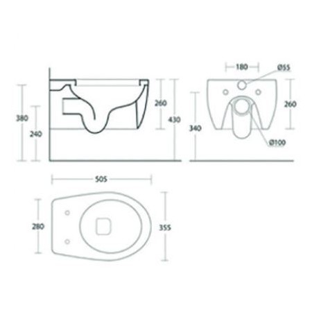 Set vas WC Enmon Milaba cu capac soft-close si set de fixare, rezervor incastrat Ideal Standard Eco si clapeta Oleas M1 crom