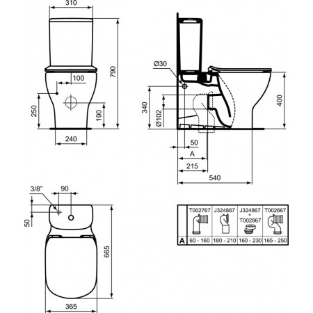 Rezervor Ideal Standard Tesi pentru vas wc stativ