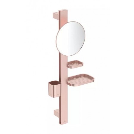 Set accesorii cu oglinda Ideal Standard Alu+ S 70 cm pentru lavoar, roz mat