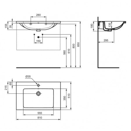 Lavoar Ideal Standard I.Life B 81cm, gri
