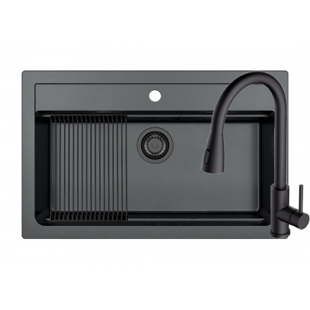 Set chiuveta Alveus Atrox 40 negru + baterie Primrose negru + sifon negru + Allround mini