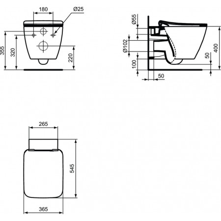 Set vas Ideal Standard WC Strada II + capac slim cu inchidere lenta Strada II